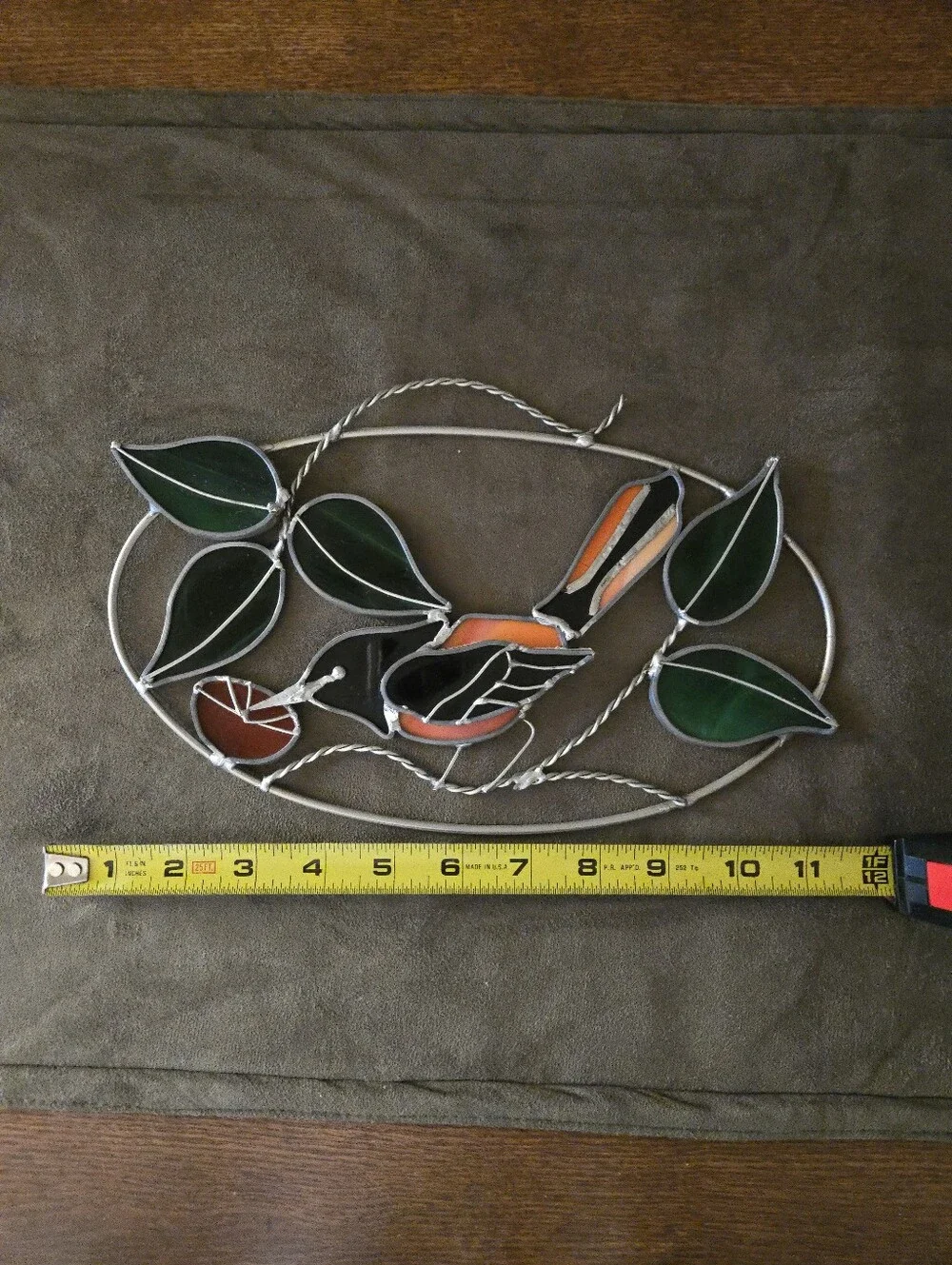 Handmade Stained Glass Oriole Suncatcher - Picture 3 of 3
